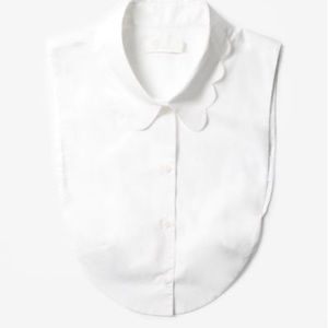 COS mock scalloped collar shirt White XS/S NWT